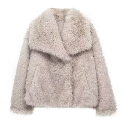 Faux Fur Plush Winter Coat for Women