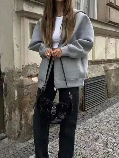 Women’s Gray Hooded Zip Jacket 2025