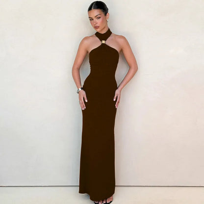 CLO065DJ
Woman Clothing Halter Neck Off Shoulder Sleeveless Long Dress Evening Party Outfit Ladies Bodycon Split Long Maxi Prom Dresses - Klixstore