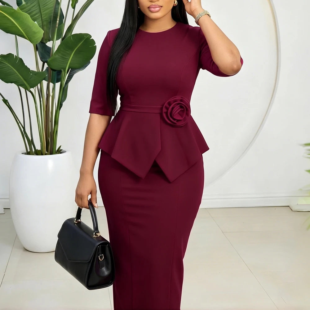 Floral Appliqué Sheath Dress