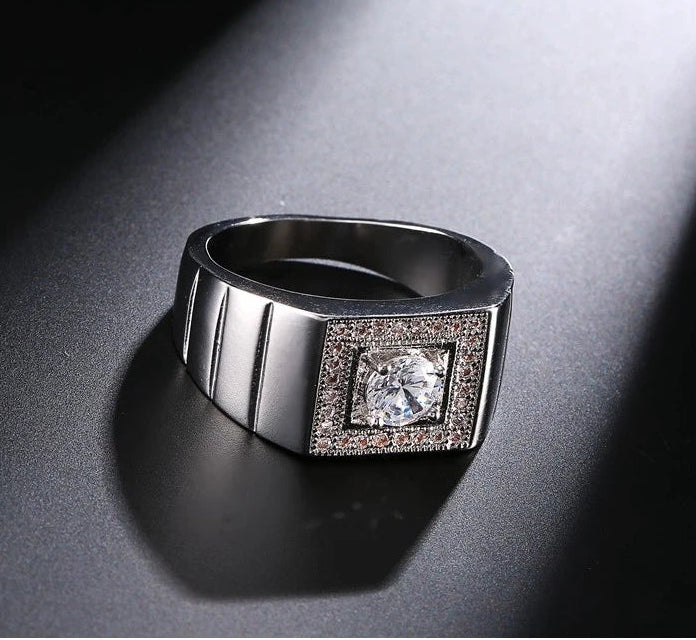 Full Crystal 925 Sterling Silver Wedding Ring for Women