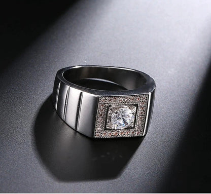 Full Crystal 925 Sterling Silver Wedding Ring for Women