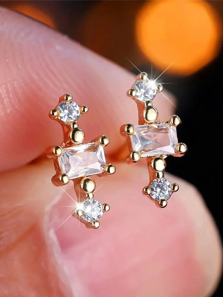 Crystal White Zircon Stud Earrings