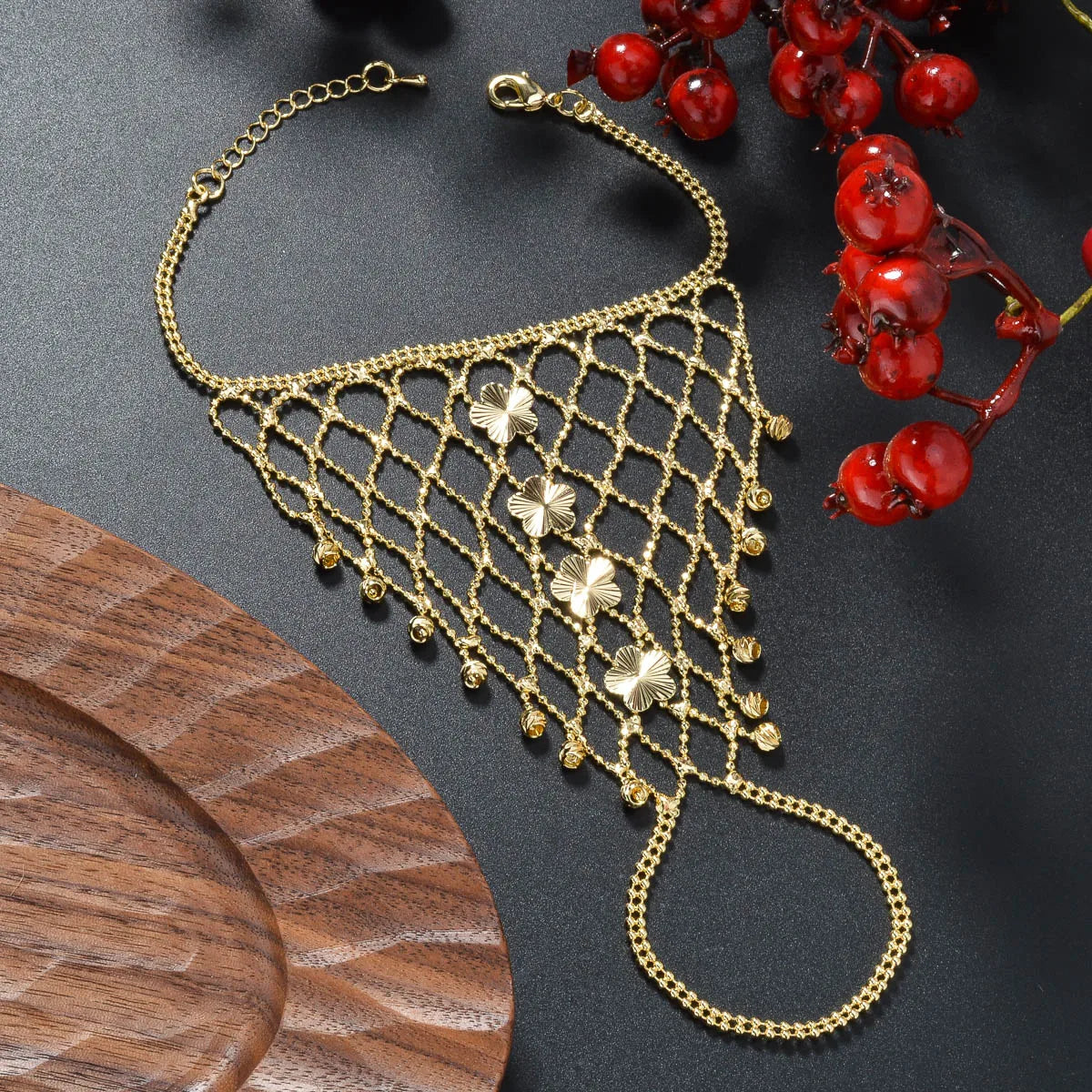 Flower Butterfly Gold Bracelet