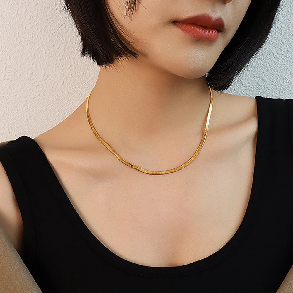 Stainless Steel Herringbone Chain Jewelry Set for Women