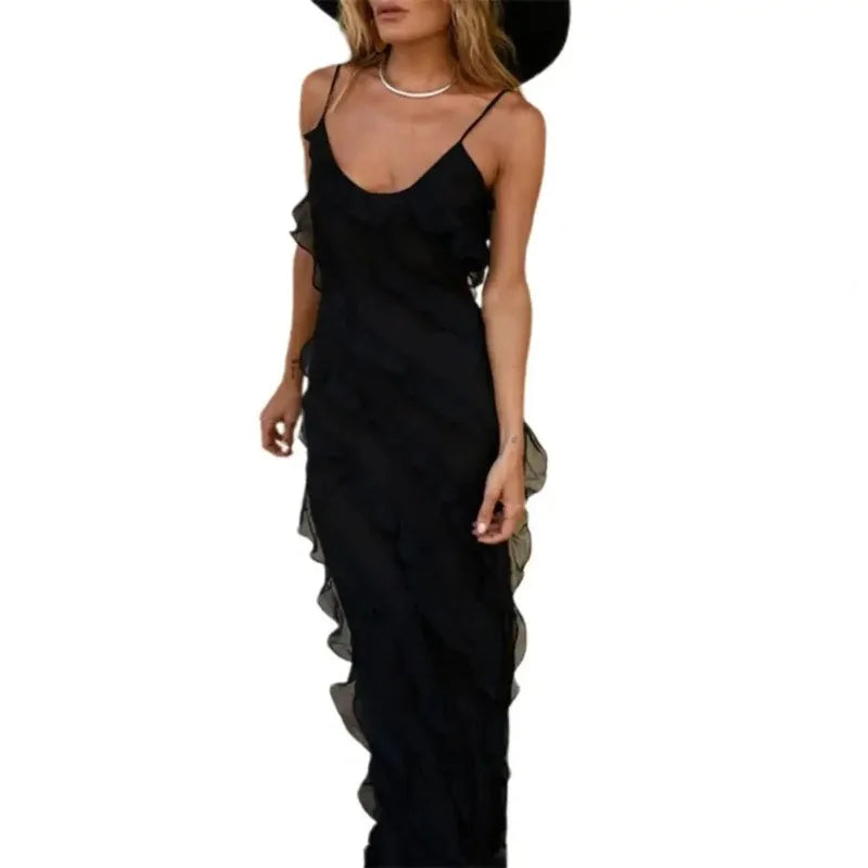 Elegant V-Neck Backless Maxi Dress