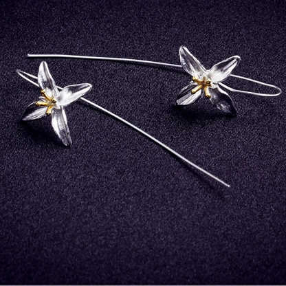 925 Sterling Silver Lilac Flower Drop Earrings for Women