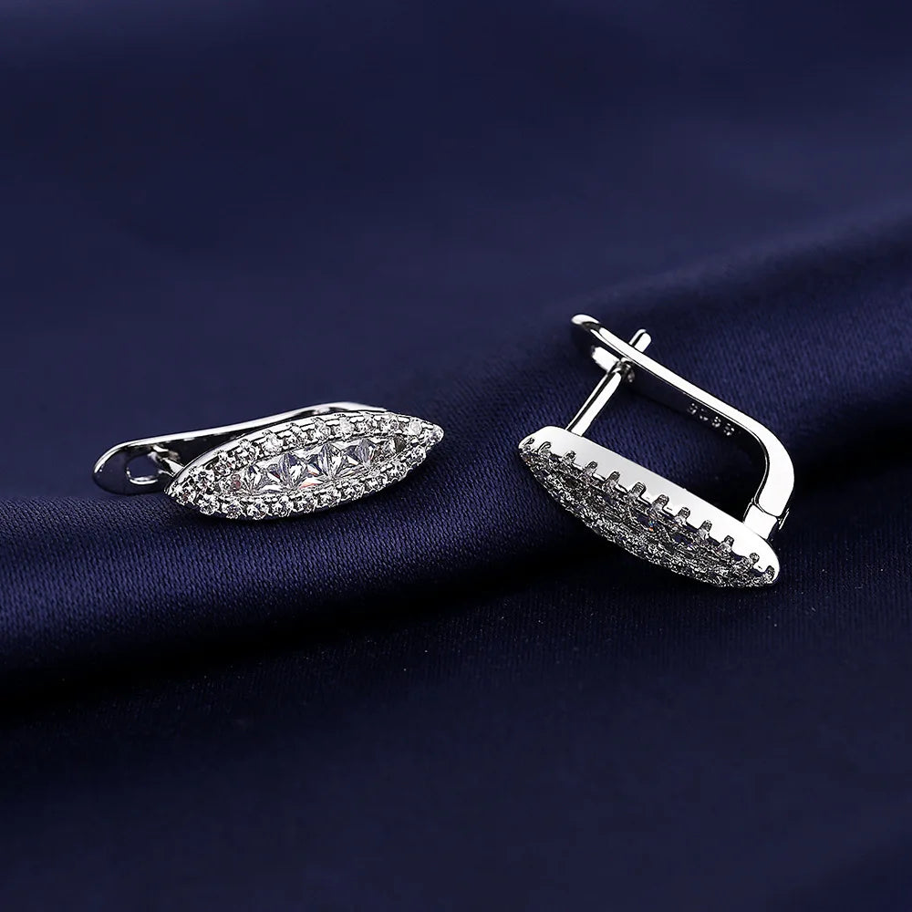 925 Sterling Silver Stud Earrings with Zircon | Fine Jewelry Gift