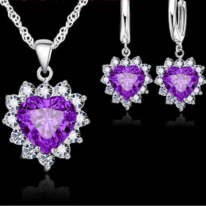 Cubic Zirconia Heart  Set