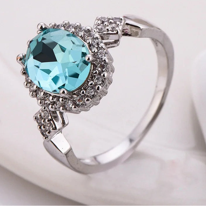 925 Sterling Silver Crystal Ring for Women