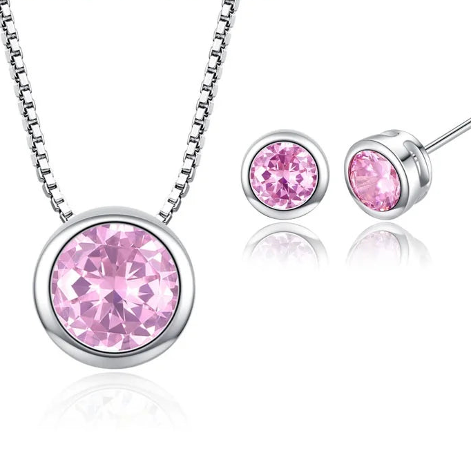 Elegant Pendant & Stud Earrings in 9 Vibrant Colors