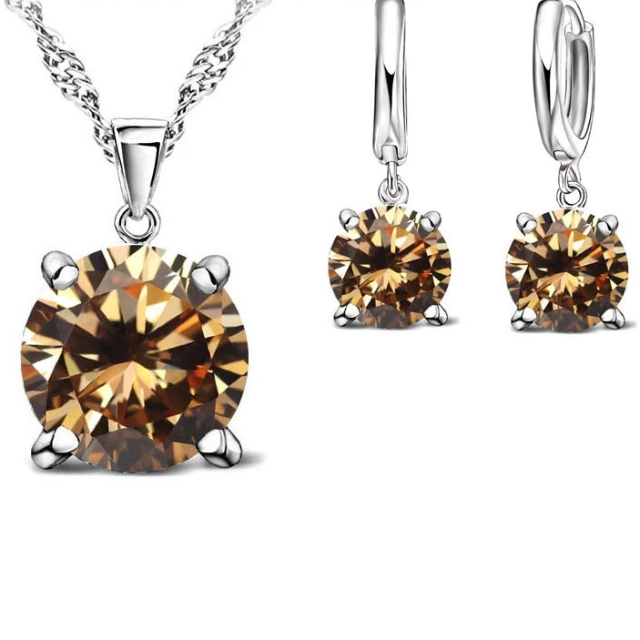 925 Silver CZ Pendant Jewelry Set