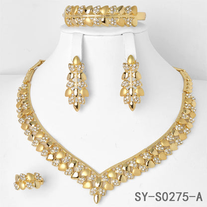 18K Gold Plated Leaf Bridal Jewelry Set