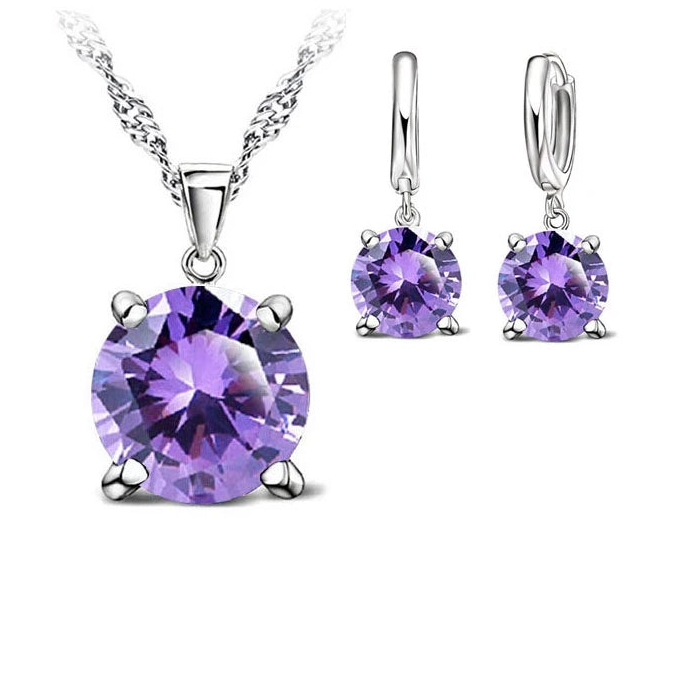 925 Silver CZ Pendant Jewelry Set
