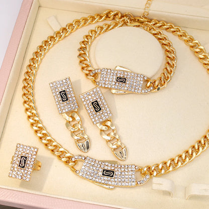 18K Gold Plated Monaco Cuban Chain Jewelry Set