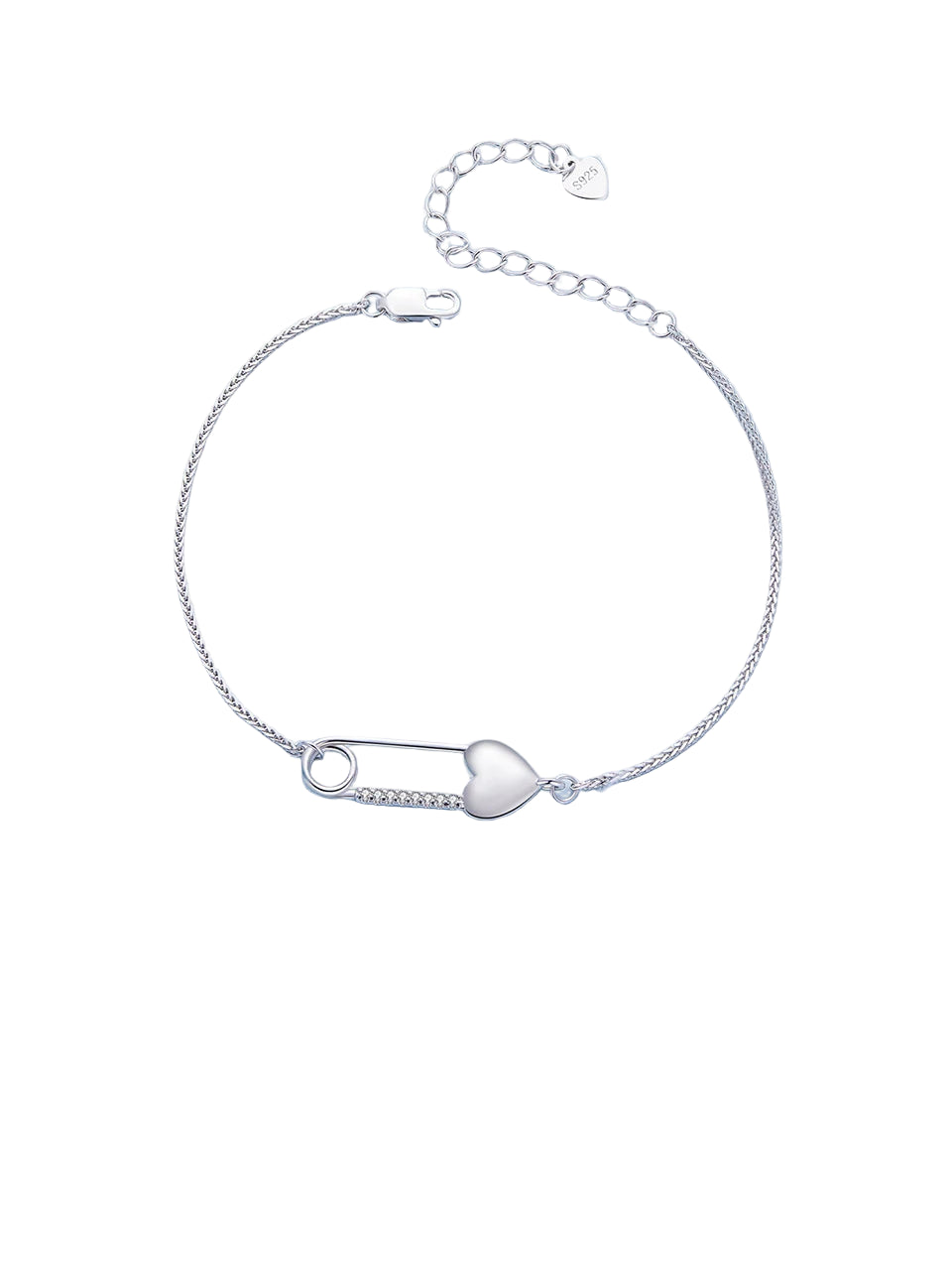 JEW006AX  925 Sterling Silver Heart-Shaped Button Pin Bracelet and Earrings Jewelry Set for Women Original Design Fine Jewelry Gift - Klixstore