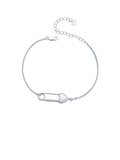 JEW006AX  925 Sterling Silver Heart-Shaped Button Pin Bracelet and Earrings Jewelry Set for Women Original Design Fine Jewelry Gift - Klixstore