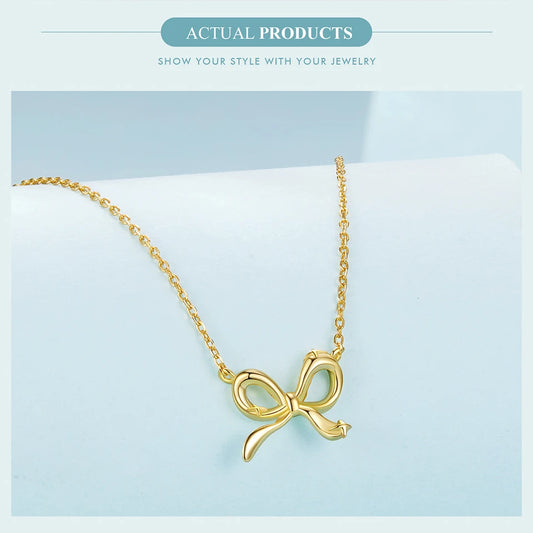Gold Plated Bowknot Chain Necklace