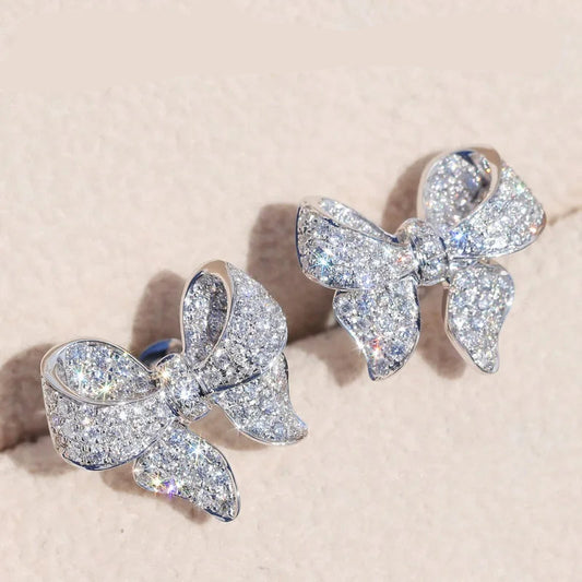 925 Sterling Silver Bow Stud Earrings for Women