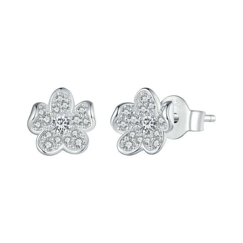 JEW008AX  925 Sterling Silver Exquisite Flower Series Flower to Flower Ring & Earrings Jewelry for Women - Klixstore