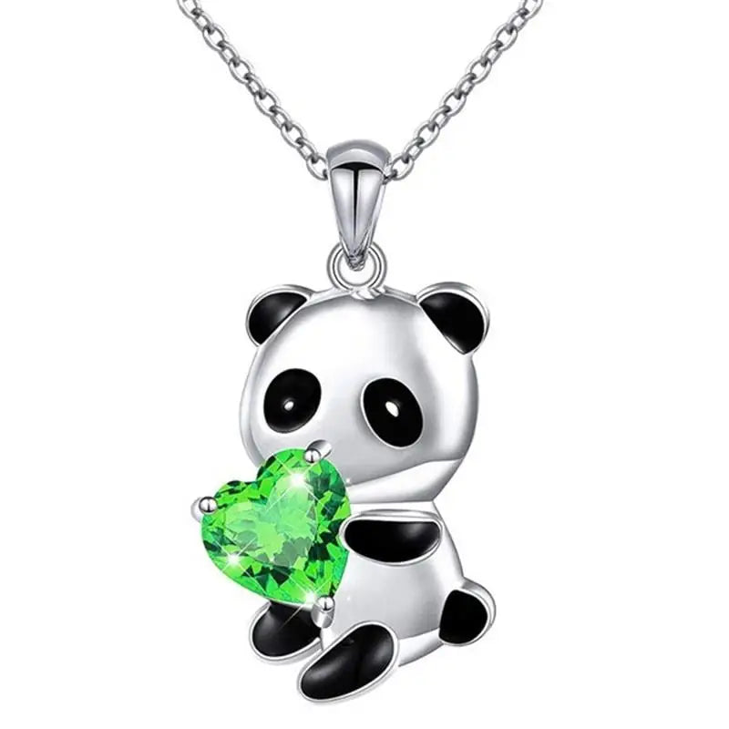 925 Sterling Silver Panda CZ Pendant Necklace for Women