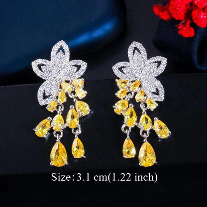 Water Drop CZ Silver Earrings