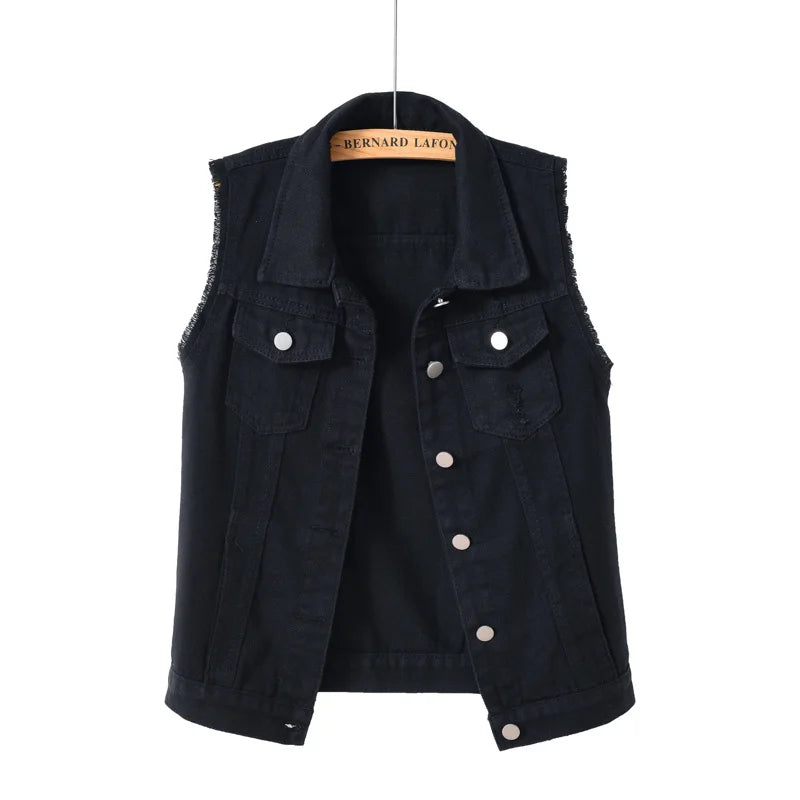 Vintage Sleeveless Denim Vest Women 2025