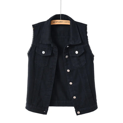 Vintage Sleeveless Denim Vest Women 2025