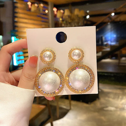 Pearl Round Dangle Earrings