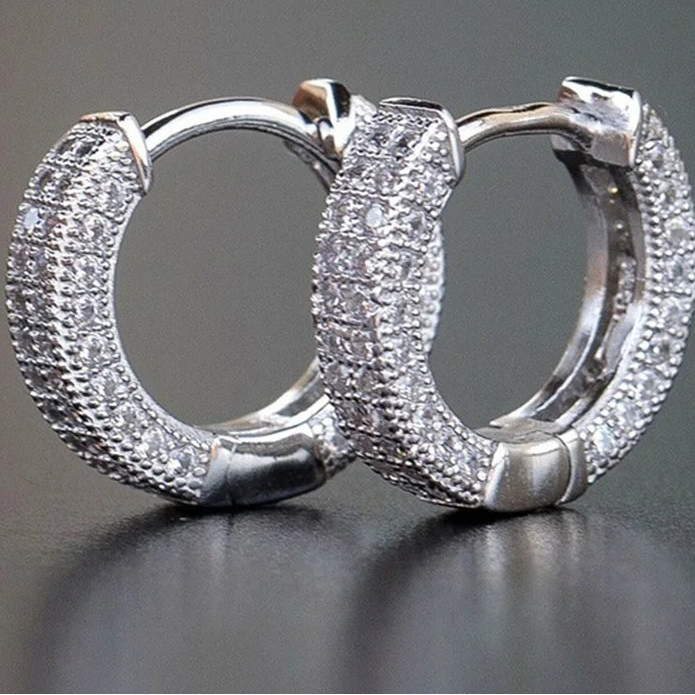 925 Sterling Silver Crystal Hoop Earrings for Women