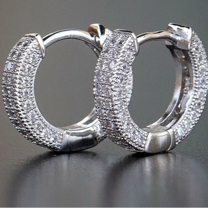 925 Sterling Silver Crystal Hoop Earrings for Women