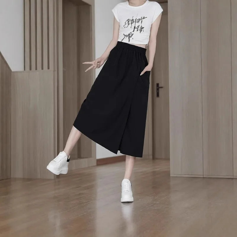High Waist 7-Point Wide Leg Pants for Women