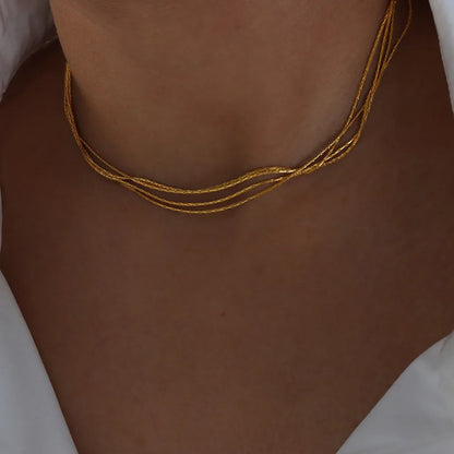 18k Gold Multi-Layer Chain Choker for Women