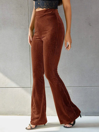 High Waist Velvet Corduroy Bell-Bottom Pants for Women