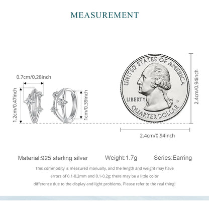 JEW026ER        
Solid 925 Sterling Silver Stars Hoop Earrings for Women  Double Layer CZ Huggie Earrings Hypoallergenic Jewelry - Klixstore