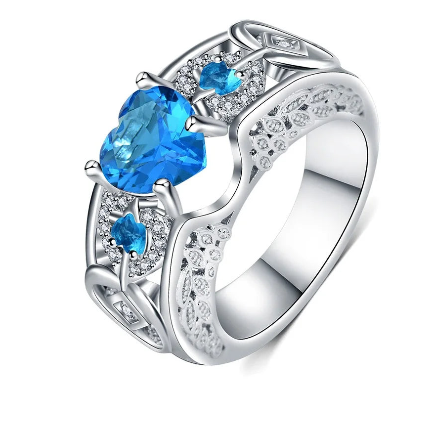 Genuine 925 Sterling Silver Shiny Crystal Rings for Women