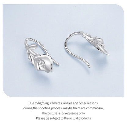 JEW028ER        
 BAMOER Solid 925 Sterling Silver Calla Lily Hook Earrings for Women, Pavéd CZ 3D Flower Dangle Earrings Elegant Jewelry Gift - Klixstore