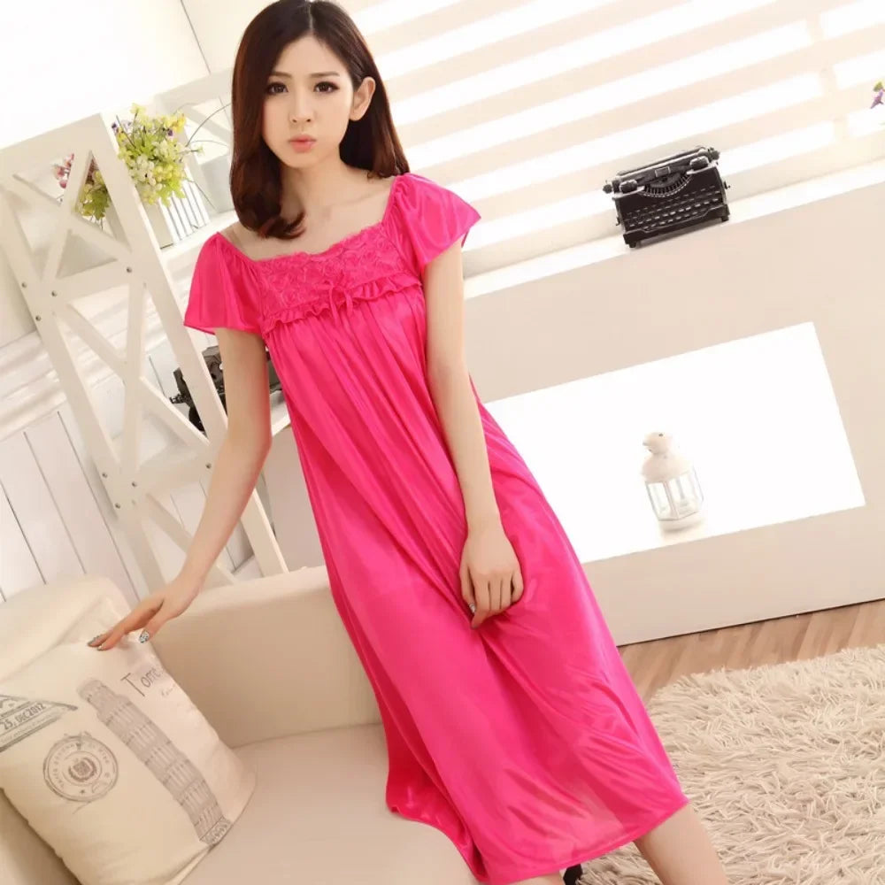 Plus Size Satin Silk Nightgown