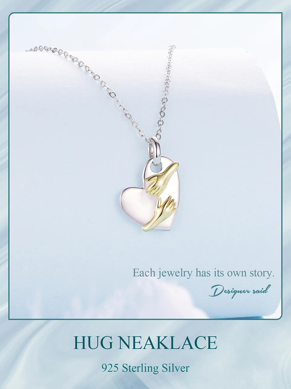 Two-tones Hug Heart  Necklace