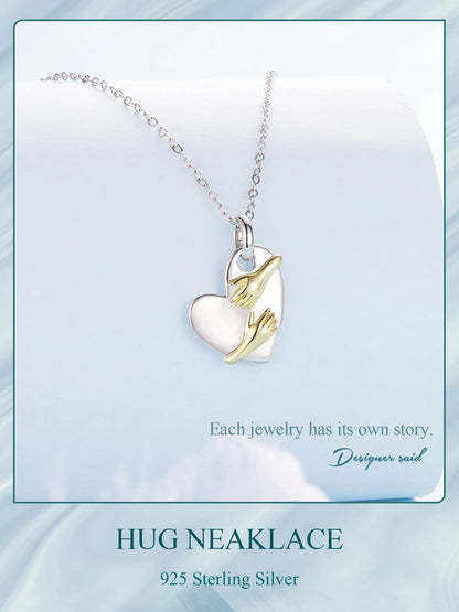 Two-tones Hug Heart  Necklace