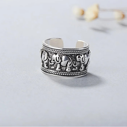 925 Sterling Silver Elephant Adjustable Ring for Women