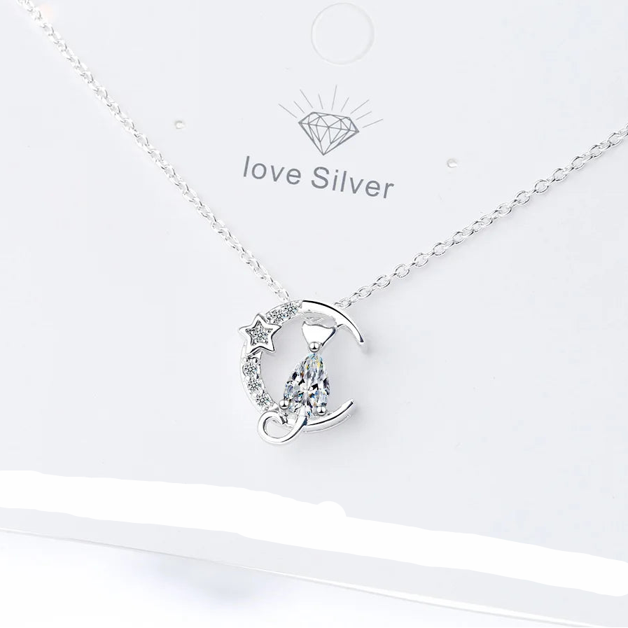 NEC 925 Sterling Silver Crystal Charm Necklace for Women