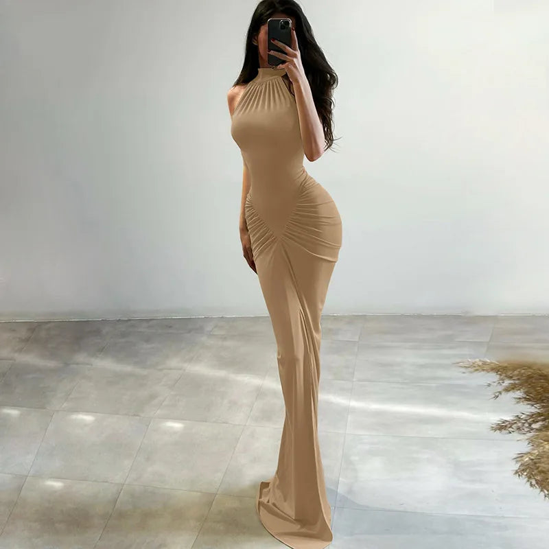 CLO023DJ
Women's Off Shoulder Sleeveless High Slit Long Maxi Dress Summer Ladies Gown High Waist Ruched Bodycon Tunics Party Dresses - Klixstore