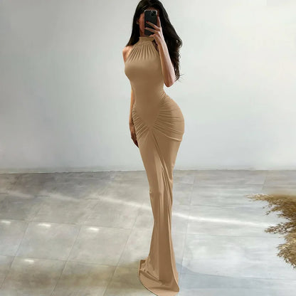 CLO023DJ
Women's Off Shoulder Sleeveless High Slit Long Maxi Dress Summer Ladies Gown High Waist Ruched Bodycon Tunics Party Dresses - Klixstore