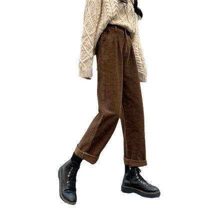 Retro High Waist Corduroy Pants