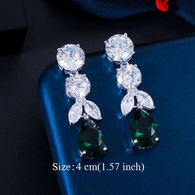 Water Drop CZ Silver Earrings