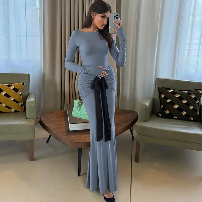 Elegant Ruched Bandage Bodycon Evening Dress for Women
 