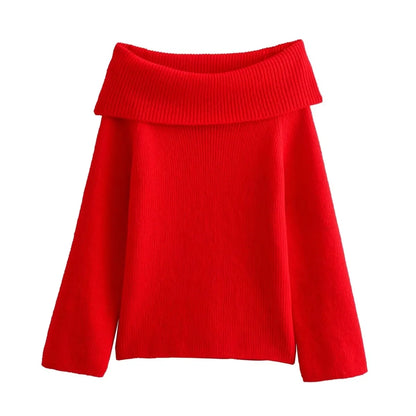Off Shoulder Knitted Sweater for Women