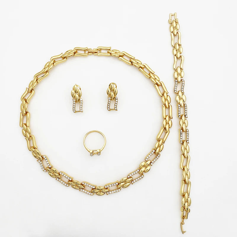 18K Gold Plated Monaco Cuban Chain Jewelry Set