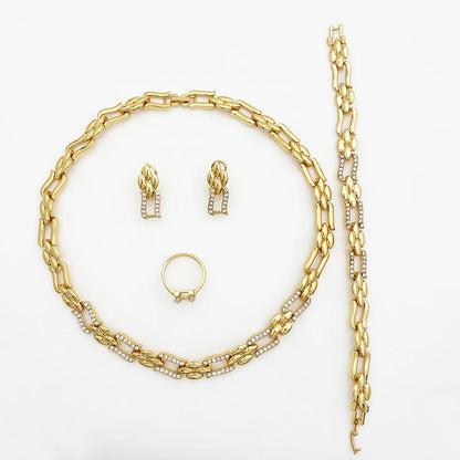 18K Gold Plated Monaco Cuban Chain Jewelry Set